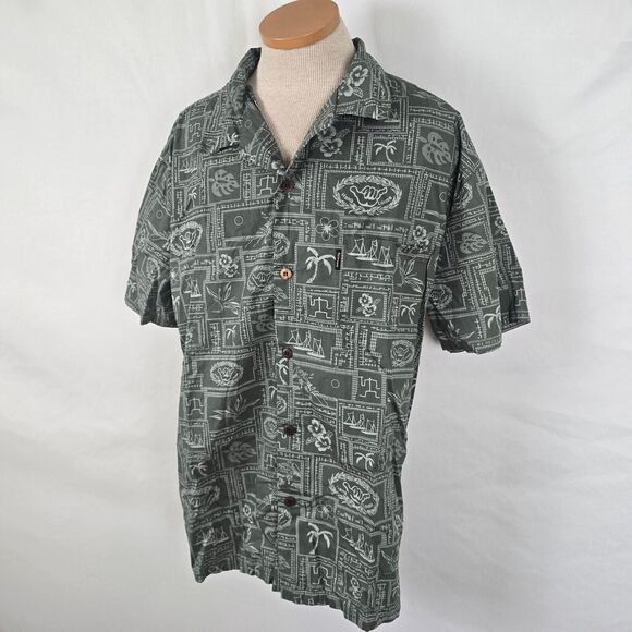 Palmwave Hawaii Shirt Men's 2XL Green Buttons Hang Loose Hawaiian Short Sleeve - Picture 10 of 14
